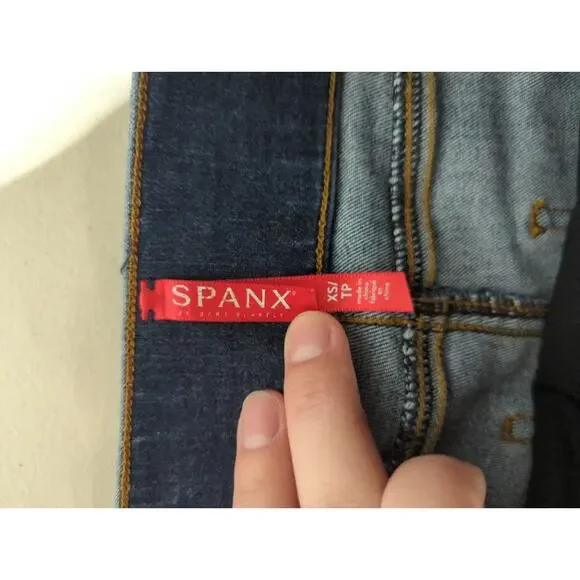 new Spanx Sz XS Pull-On Release Raw Hem Stretch High Rise Blue Skinny Jeans - Picture 4 of 6